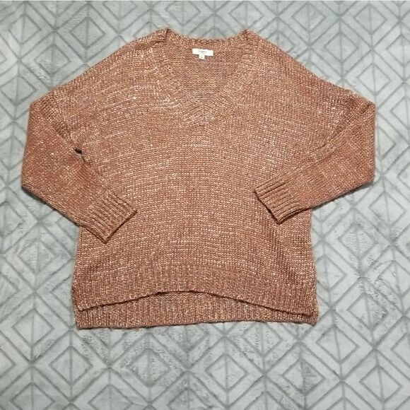Brown Speckled V Neck Sweater - Picture 1 of 4